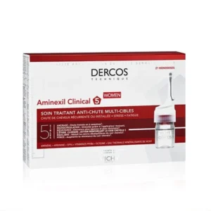 VICHY Dercos Aminexil Clinical 5 Femme 21 Ampoules Actif Breveté Anti-Chute Densité Cure 3 Semaines